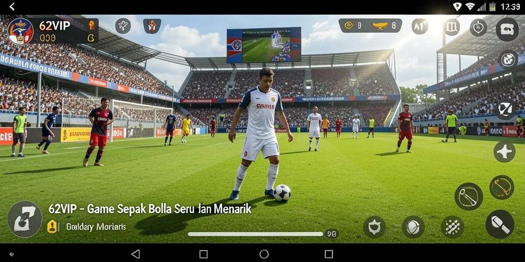 Tampilan gameplay menarik dari 62VIP dengan aksi sepak bola intens.