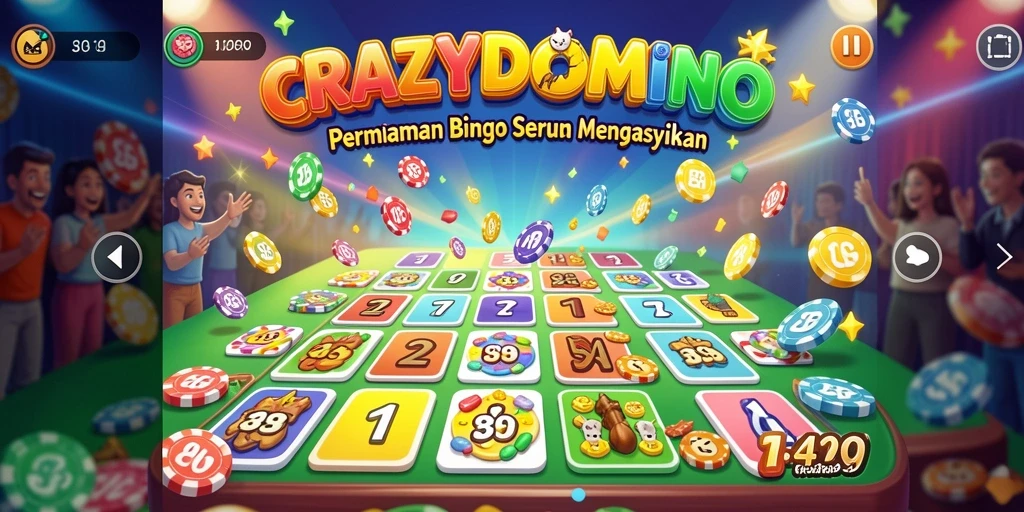 Tangkapan layar gameplay CRAZYDOMINO menampilkan keseruan permainan Bingo.