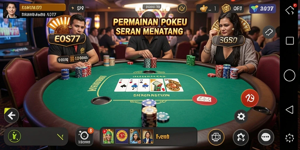 Tampilan gameplay seru dari aplikasi EOS77 Poker.