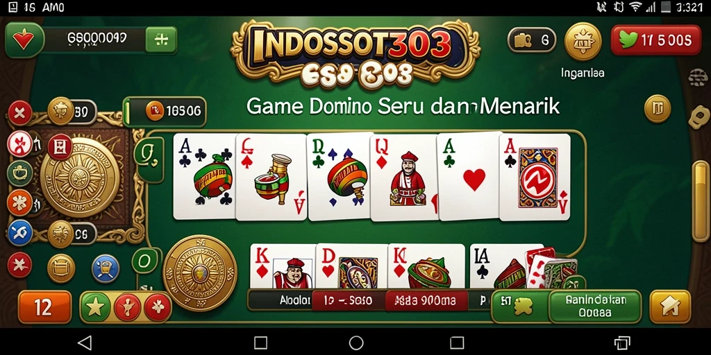 Tampilan utama gameplay Domino INDOSLOT303 yang seru dan interaktif.