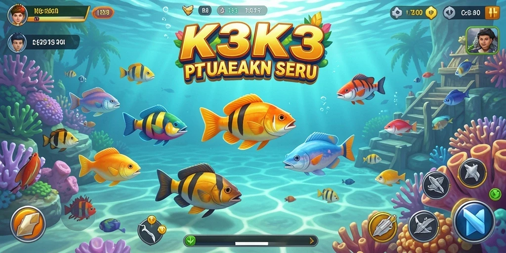 Screenshot K3K3 menampilkan aksi seru menangkap ikan.