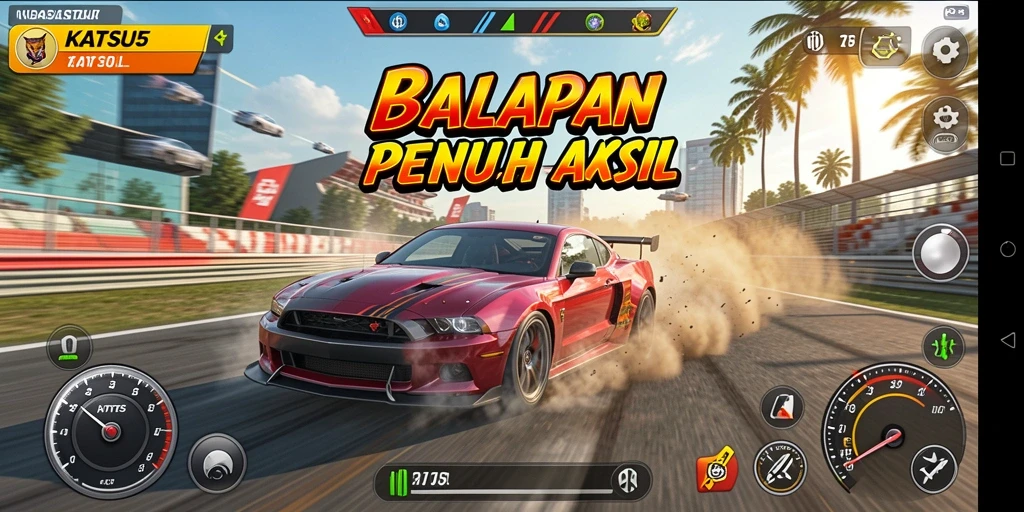 Gameplay Racing KATSU5 yang seru dan penuh aksi.