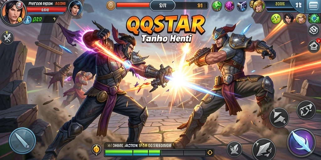 Tampilan gameplay action yang mendebarkan dalam QQSTAR.