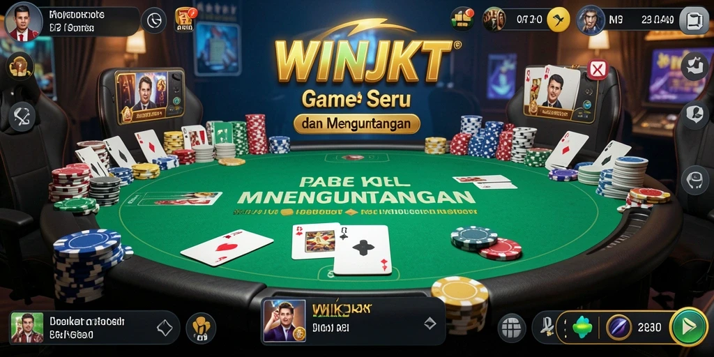 Tampilan gameplay WINJKT dengan suasana poker yang mengasyikkan.